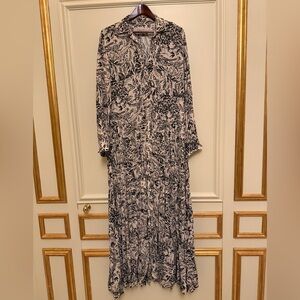 Golden Goose Journey Button Front Toile Print Belted Maxi Shirtdress Large